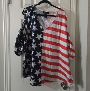34/36 Ashley Stewart knit American Flag top